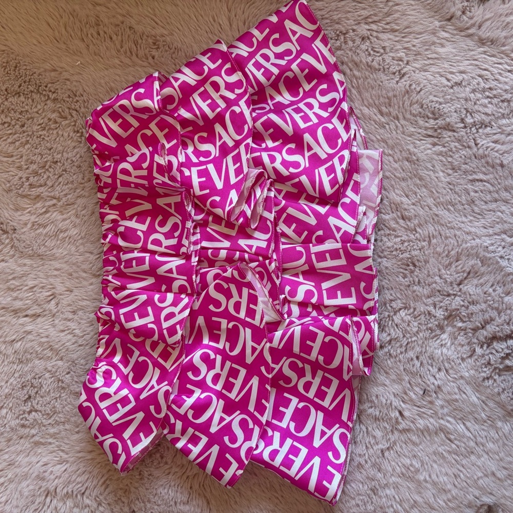 Versace Pink and White Logo Skirt